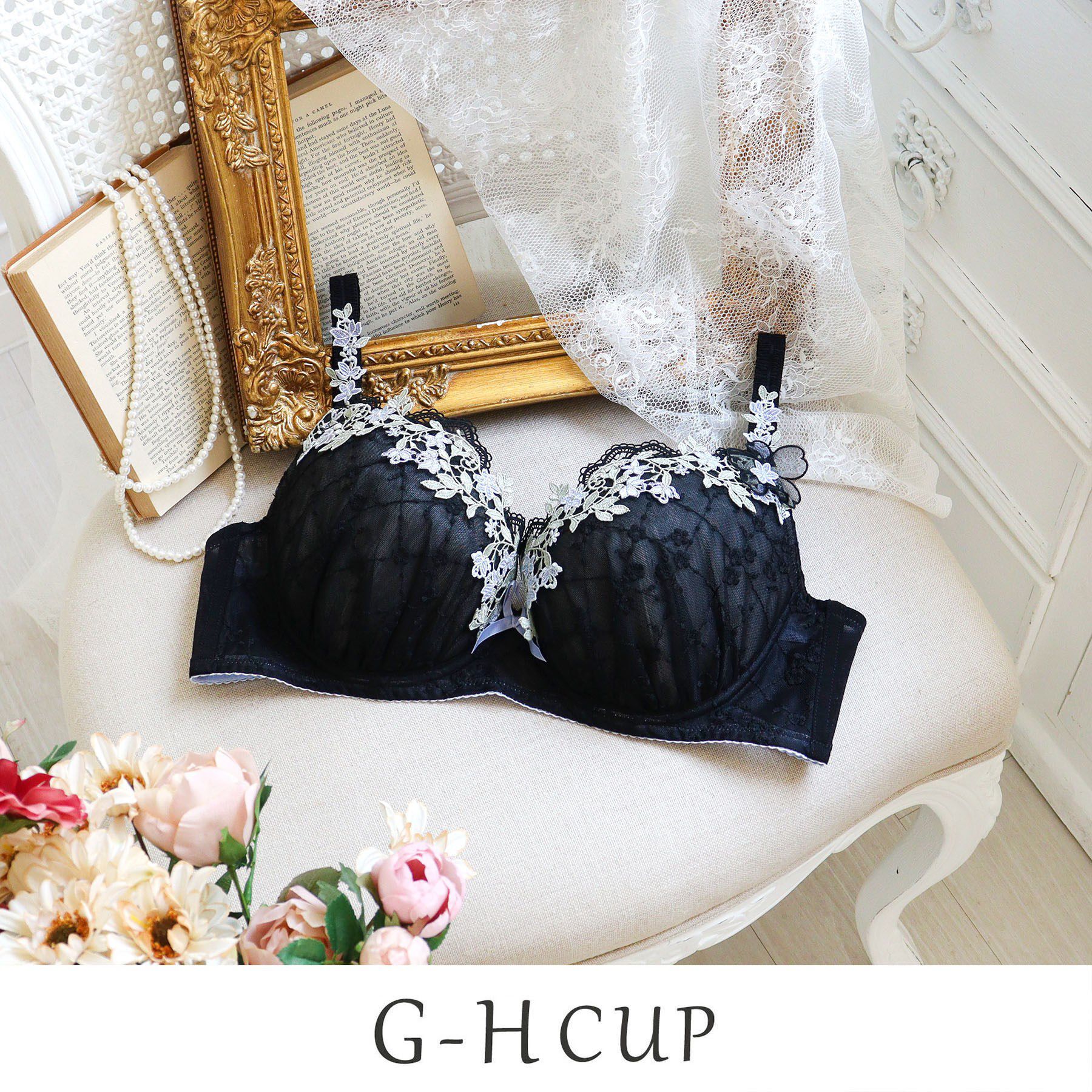 Risa Magli「ジニー ブラジャー （G-H） ＜バストアップタイプ＞」|インナー|ブラック(019)