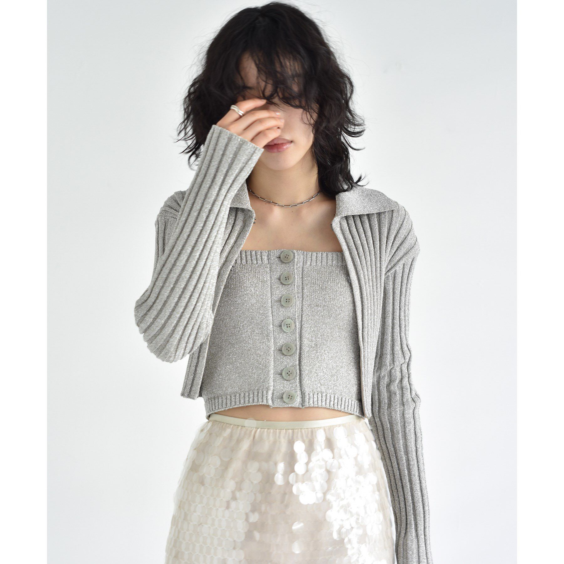 CODE A「lame knit cardigan」|カーディガン|