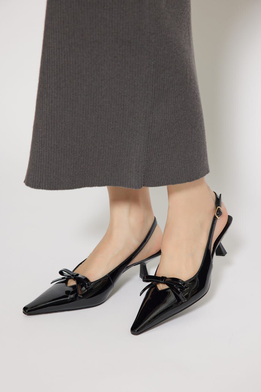 rienda「リボンエナメルミュール」|サンダル|BLK