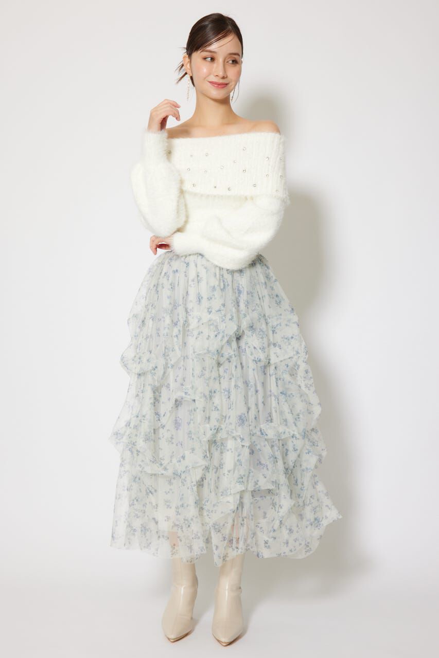 rienda「ランダムタックチュールスカート」|スカート|