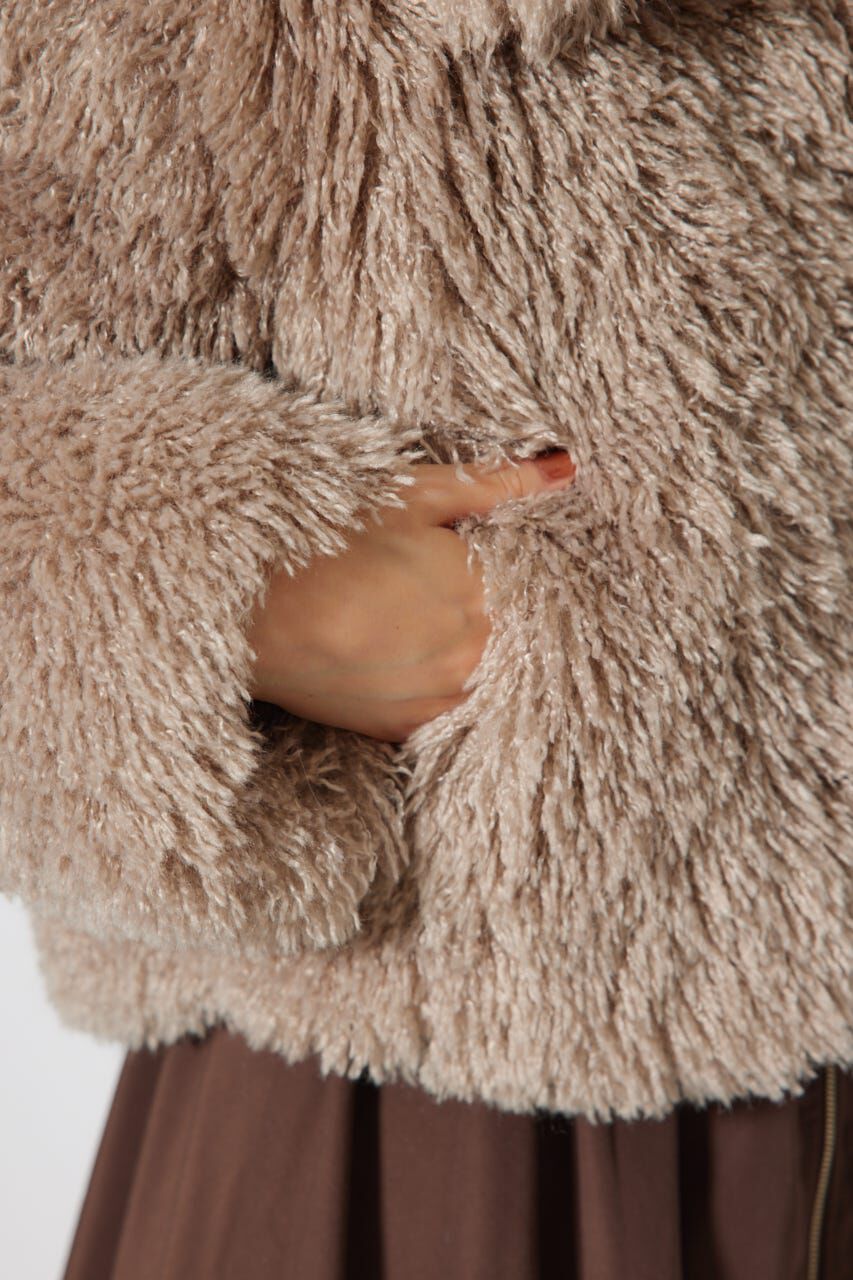 rienda「ショート丈フェイクプードルファーブルゾン」|ブルゾン・スタジャン|