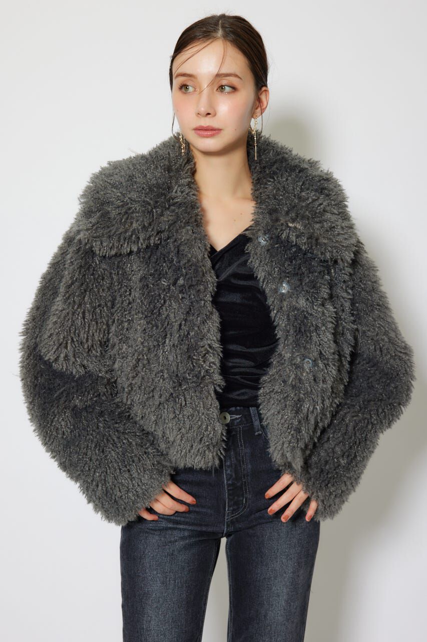 rienda「ショート丈フェイクプードルファーブルゾン」|ブルゾン・スタジャン|