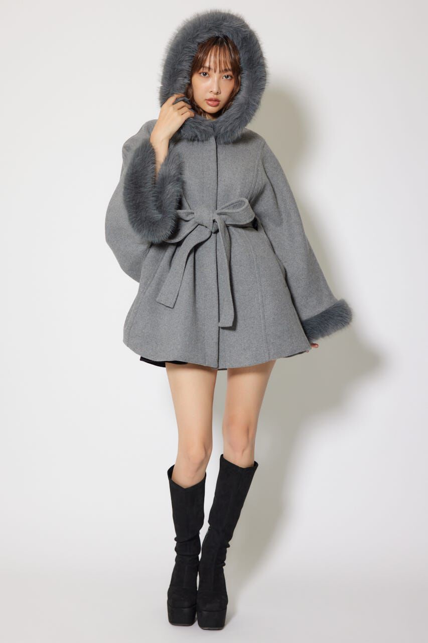 rienda「ウールMIXフードポンチョコート」|その他|