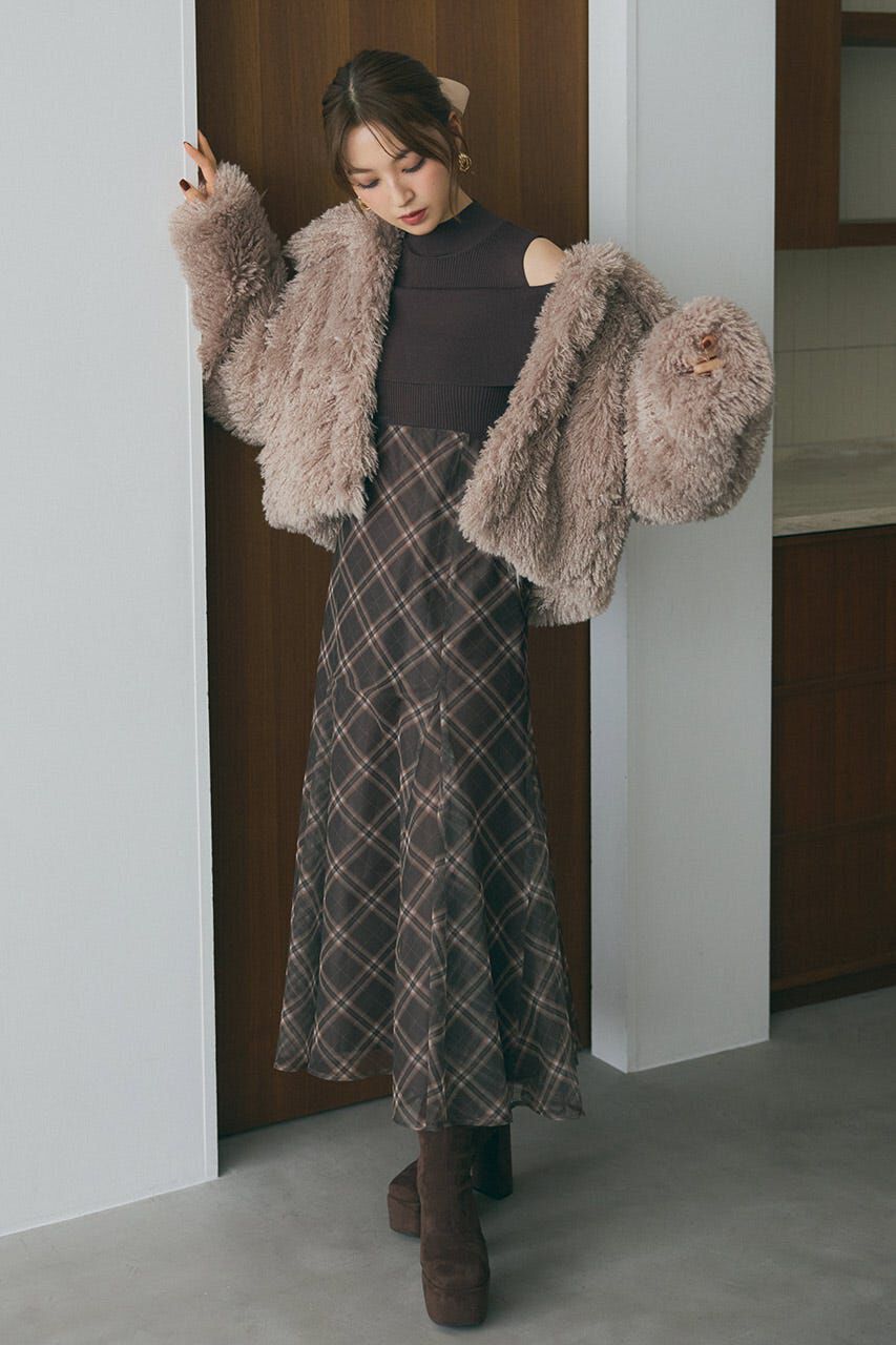 rienda「ドッキングオフショルニットフレアワンピース」|ワンピース|