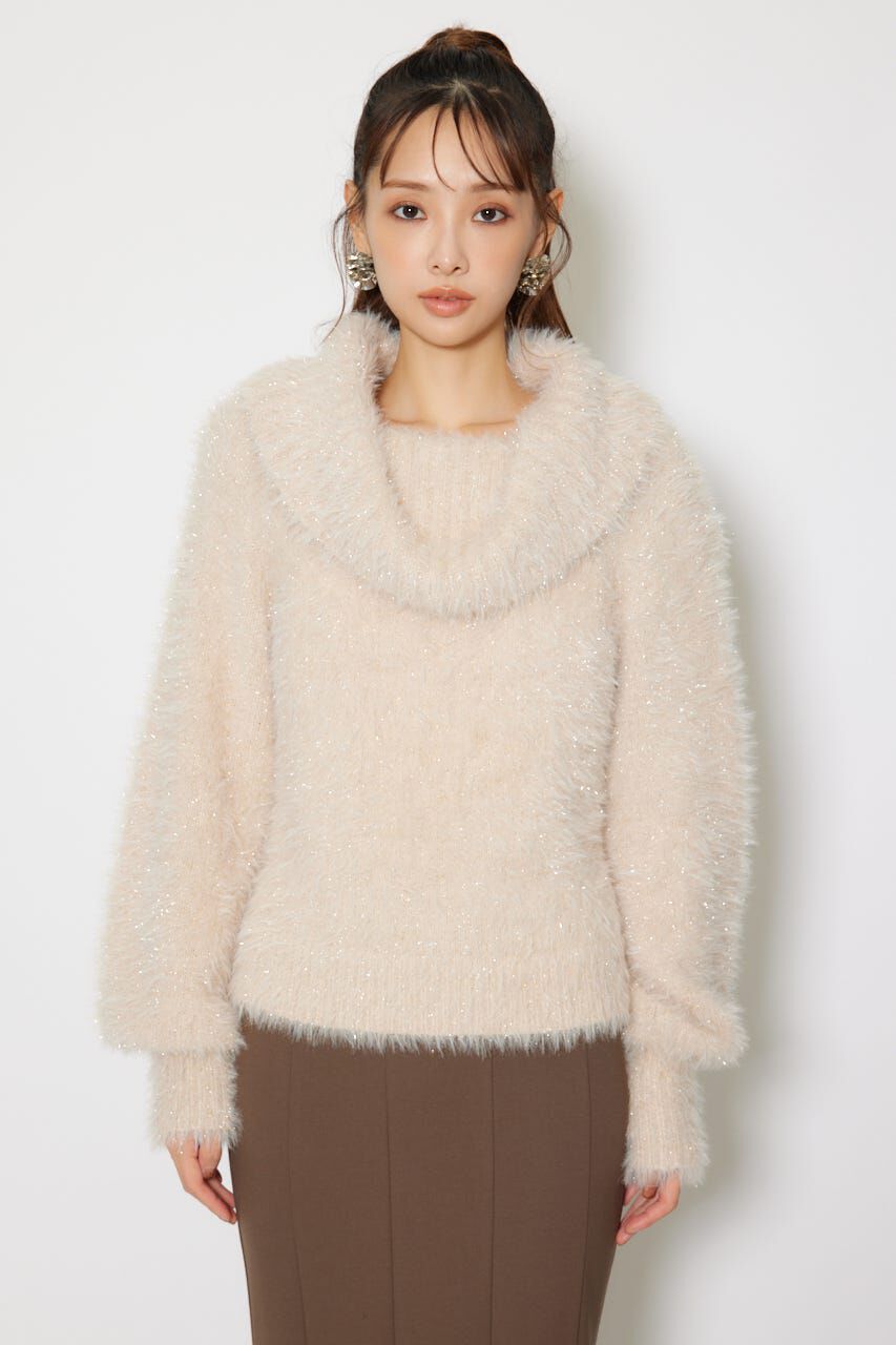 rienda「2WAYファーライクジャガードニットトップス」|ニット・セーター|