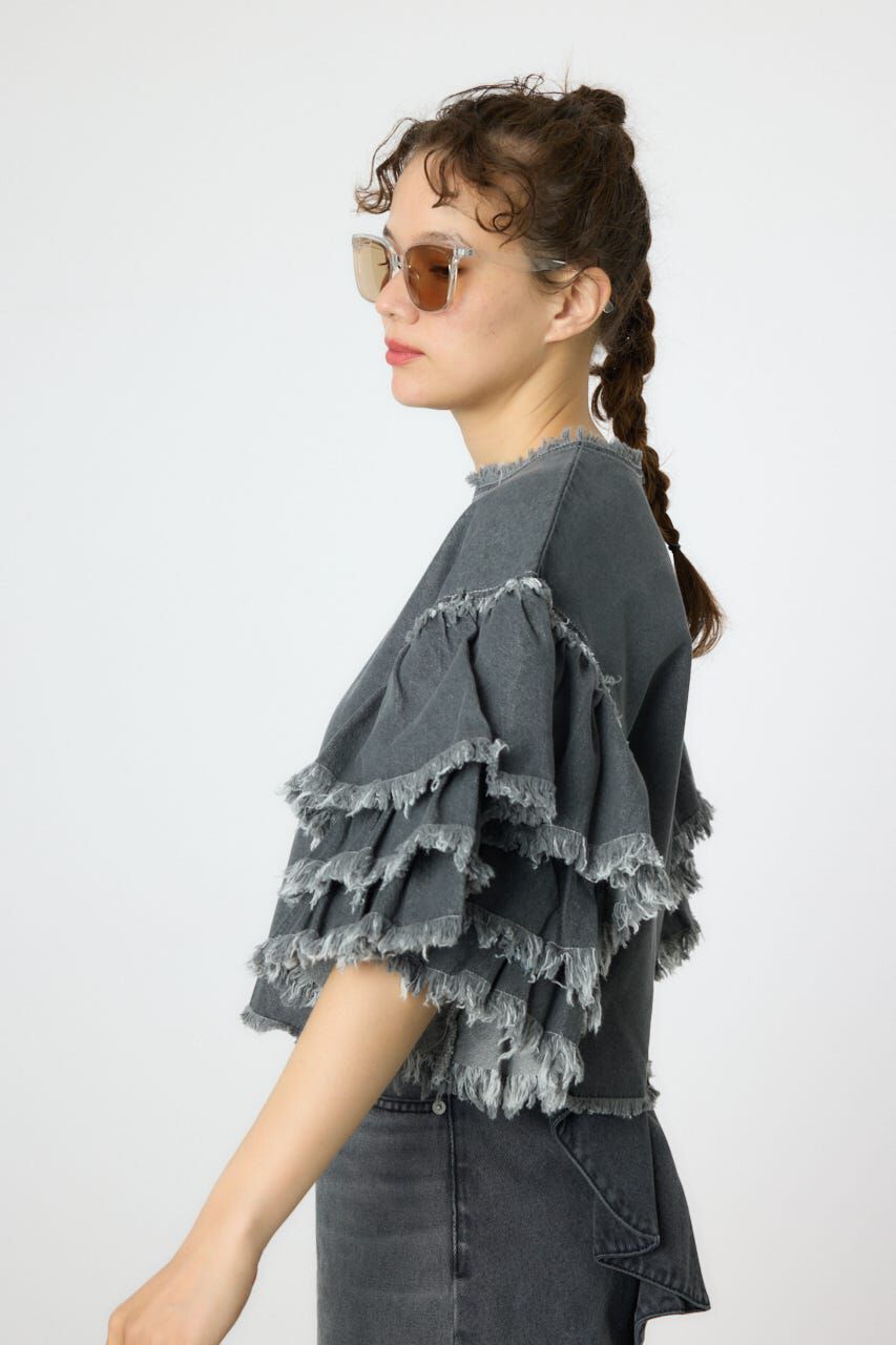 RODEO CROWNS「アームフリルデニムトップス」|Tシャツ・カットソー|