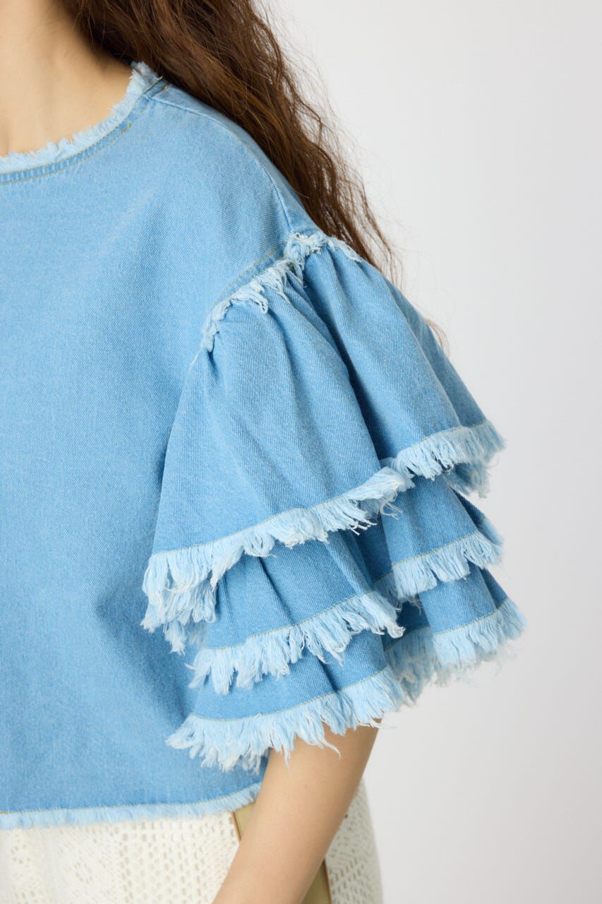 RODEO CROWNS「アームフリルデニムトップス」|Tシャツ・カットソー|