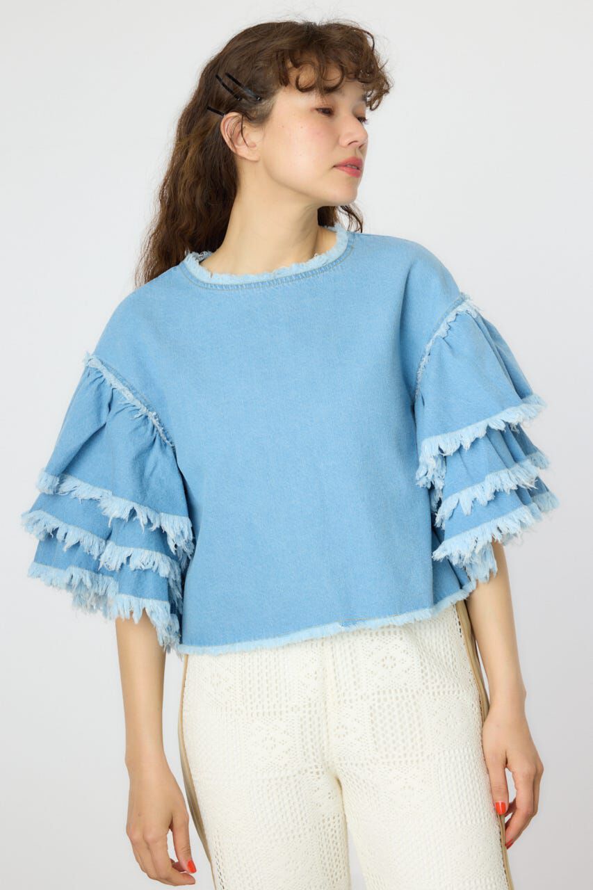 RODEO CROWNS「アームフリルデニムトップス」|Tシャツ・カットソー|