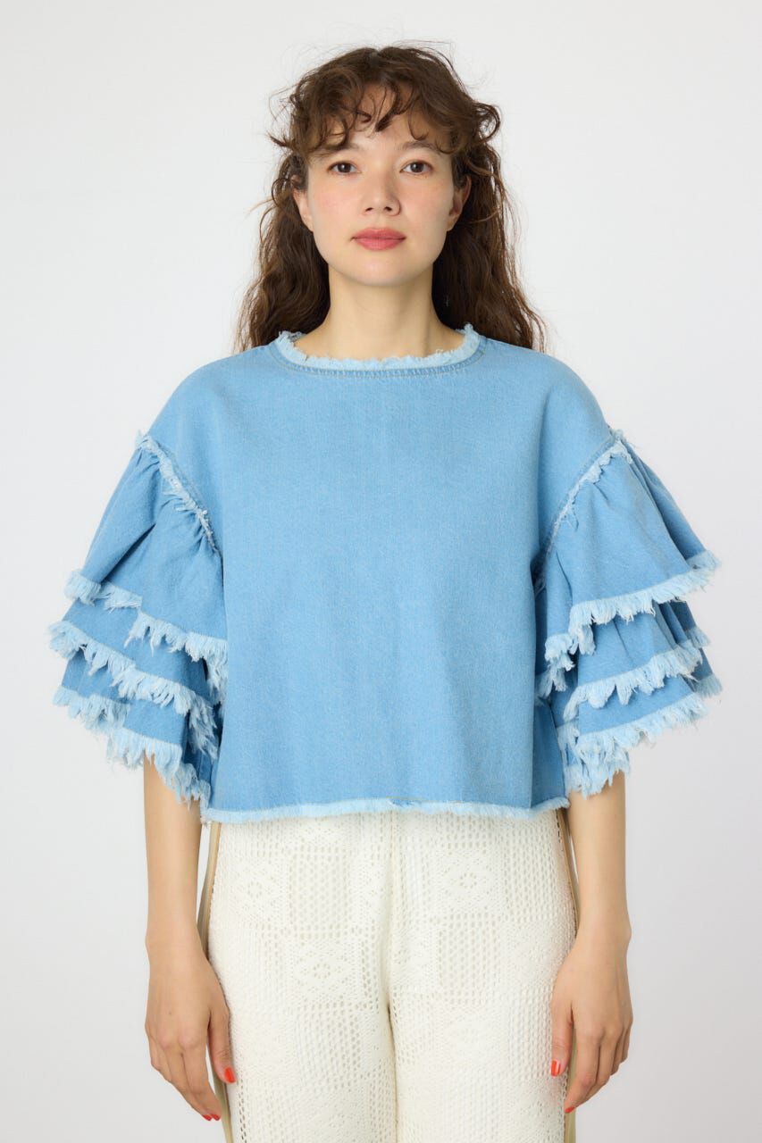 RODEO CROWNS「アームフリルデニムトップス」|Tシャツ・カットソー|