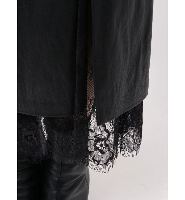 LAGUNAMOON「ヘムレースレイヤードハイウエストエコレザースカート」|スカート|