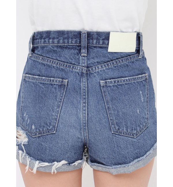GYDA「ジャストウエストダメージデニムショートパンツ」|デニム|