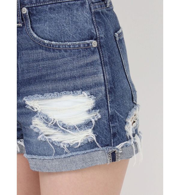 GYDA「ジャストウエストダメージデニムショートパンツ」|デニム|