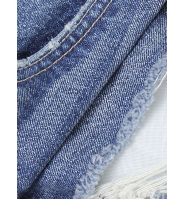 GYDA「ジャストウエストダメージデニムショートパンツ」|デニム|