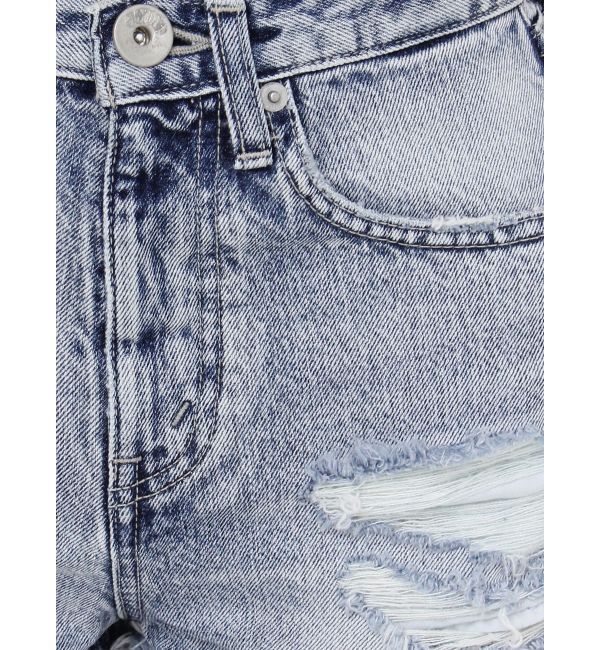 GYDA「ジャストウエストダメージデニムショートパンツ」|デニム|