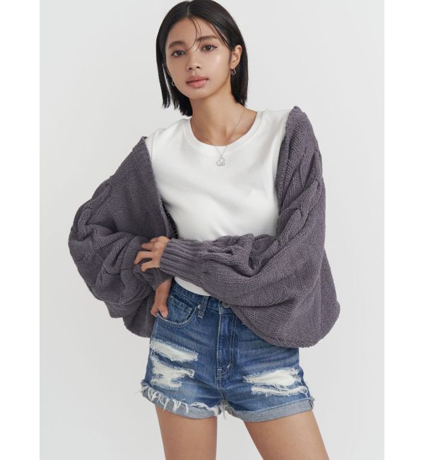 GYDA「ジャストウエストダメージデニムショートパンツ」|デニム|