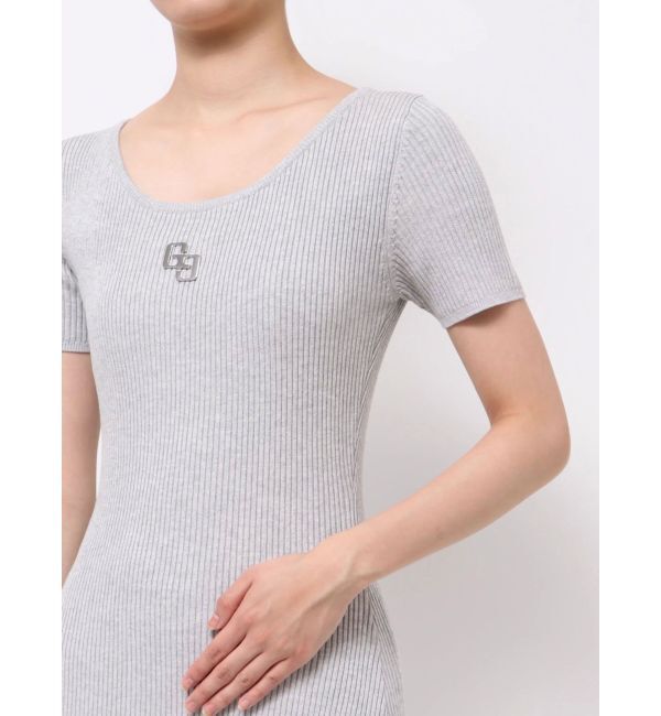 GYDA「GGプレートハーフスリーブLONGニットワンピース」|ワンピース|