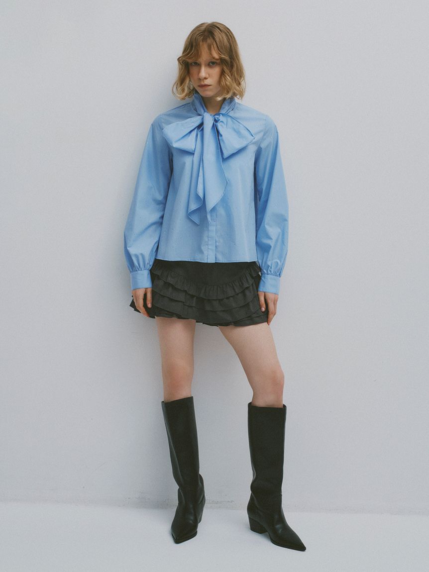 FURFUR「ビジュー付きボウタイブラウス」|シャツ・ブラウス|