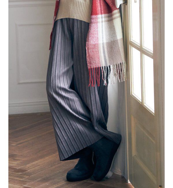 ikka「スエードライクプリーツワイドパンツ」|その他|