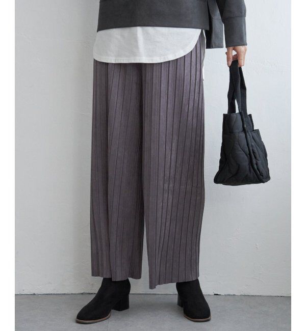 ikka「スエードライクプリーツワイドパンツ」|その他|