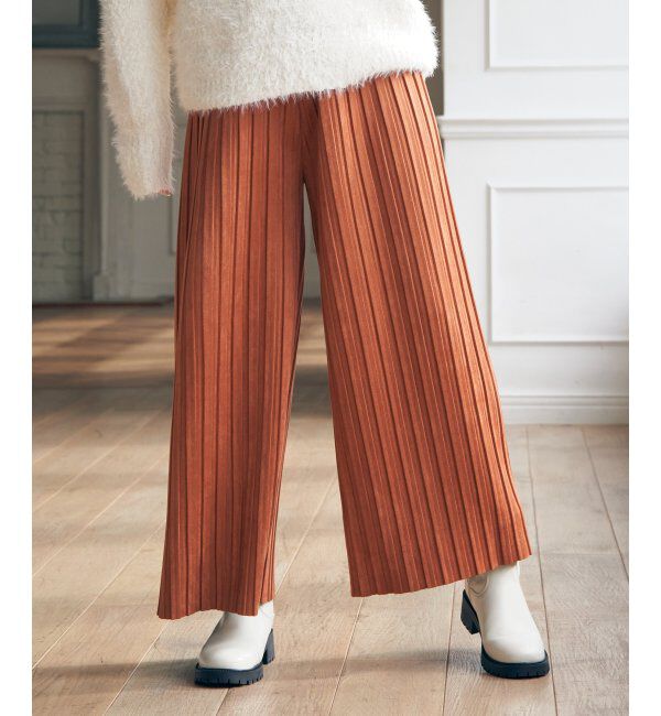 ikka「スエードライクプリーツワイドパンツ」|その他|