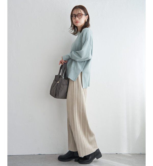 ikka「スエードライクプリーツワイドパンツ」|その他|
