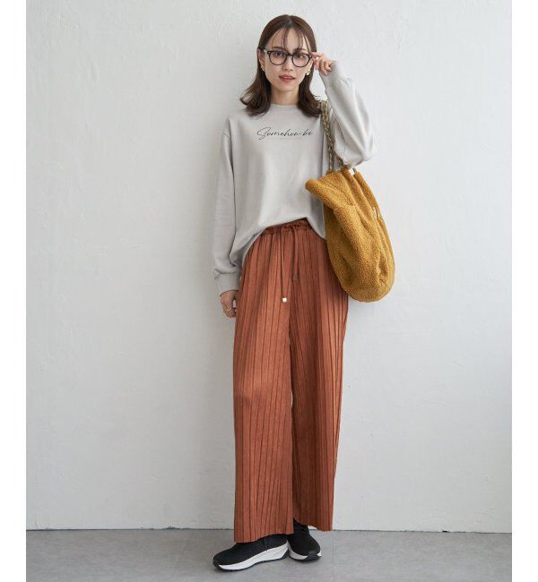 ikka「スエードライクプリーツワイドパンツ」|その他|