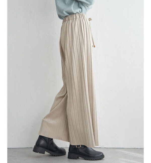 ikka「スエードライクプリーツワイドパンツ」|その他|