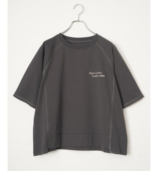 Lbc with Life「ミニ裏毛切り替え刺繍5分袖プルオーバー」|その他|チャコール