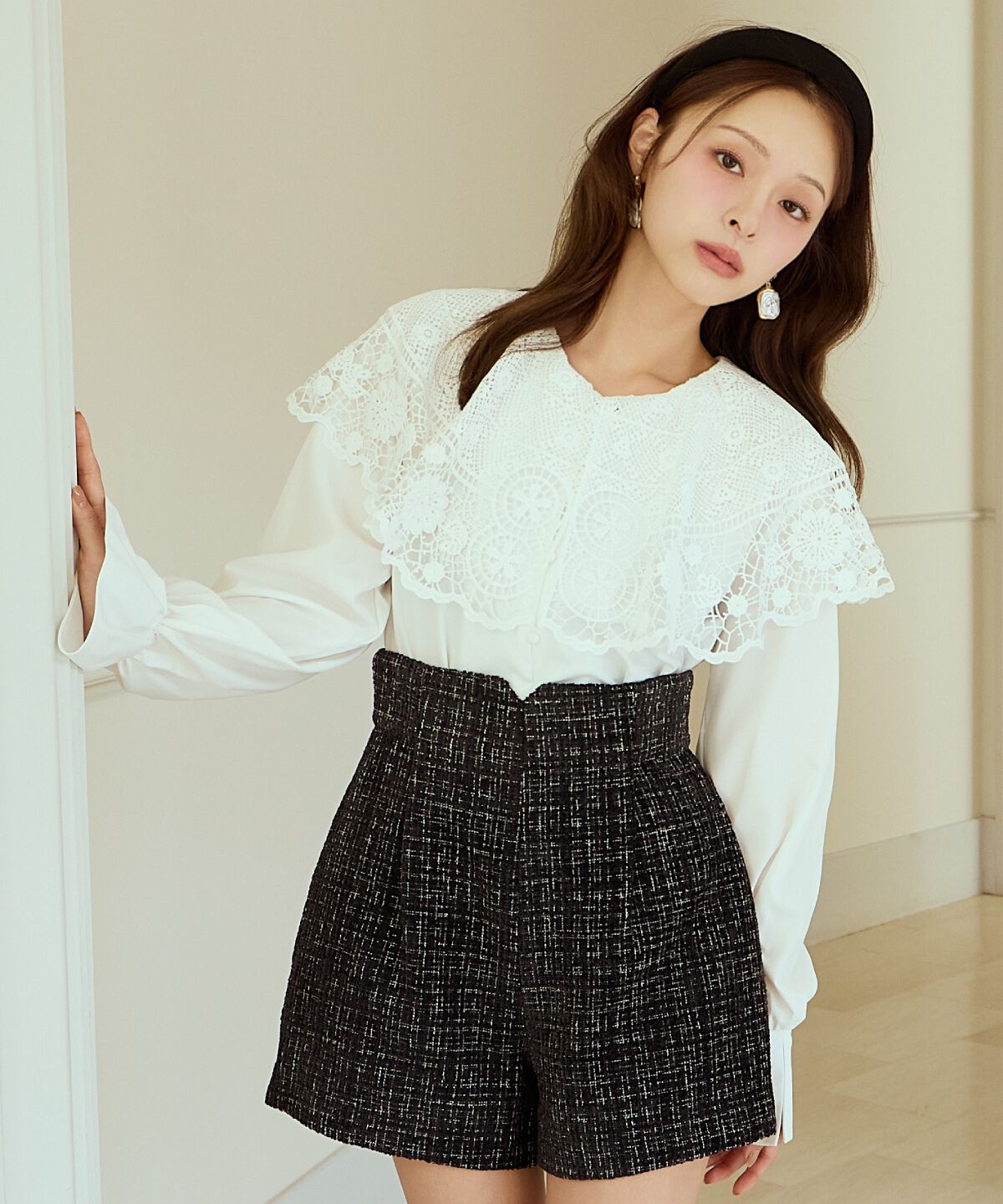 アンドクチュール「レースカラーブラウス」|シャツ・ブラウス|