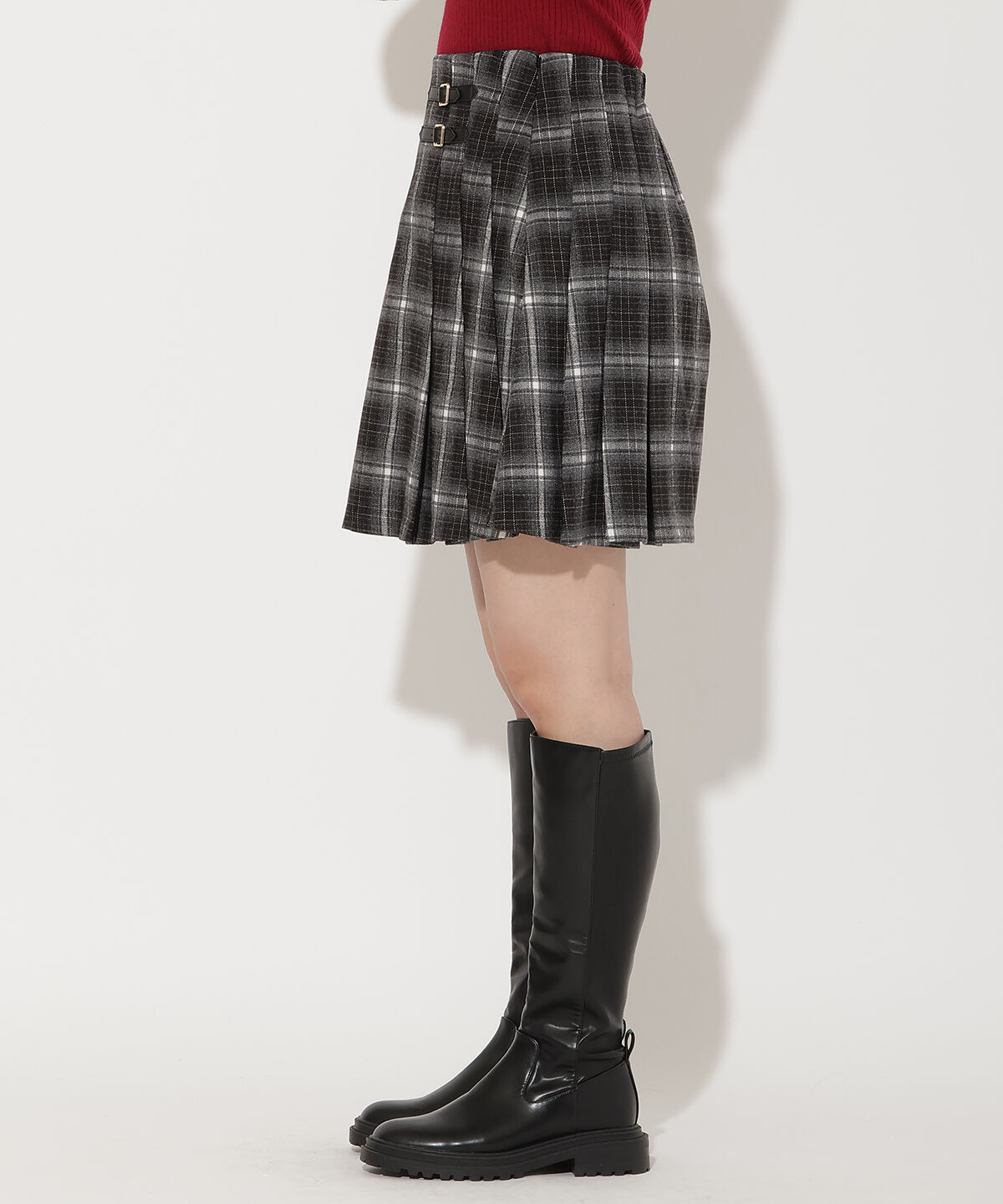 アンドクチュール「チェックミニスカート」|台形|