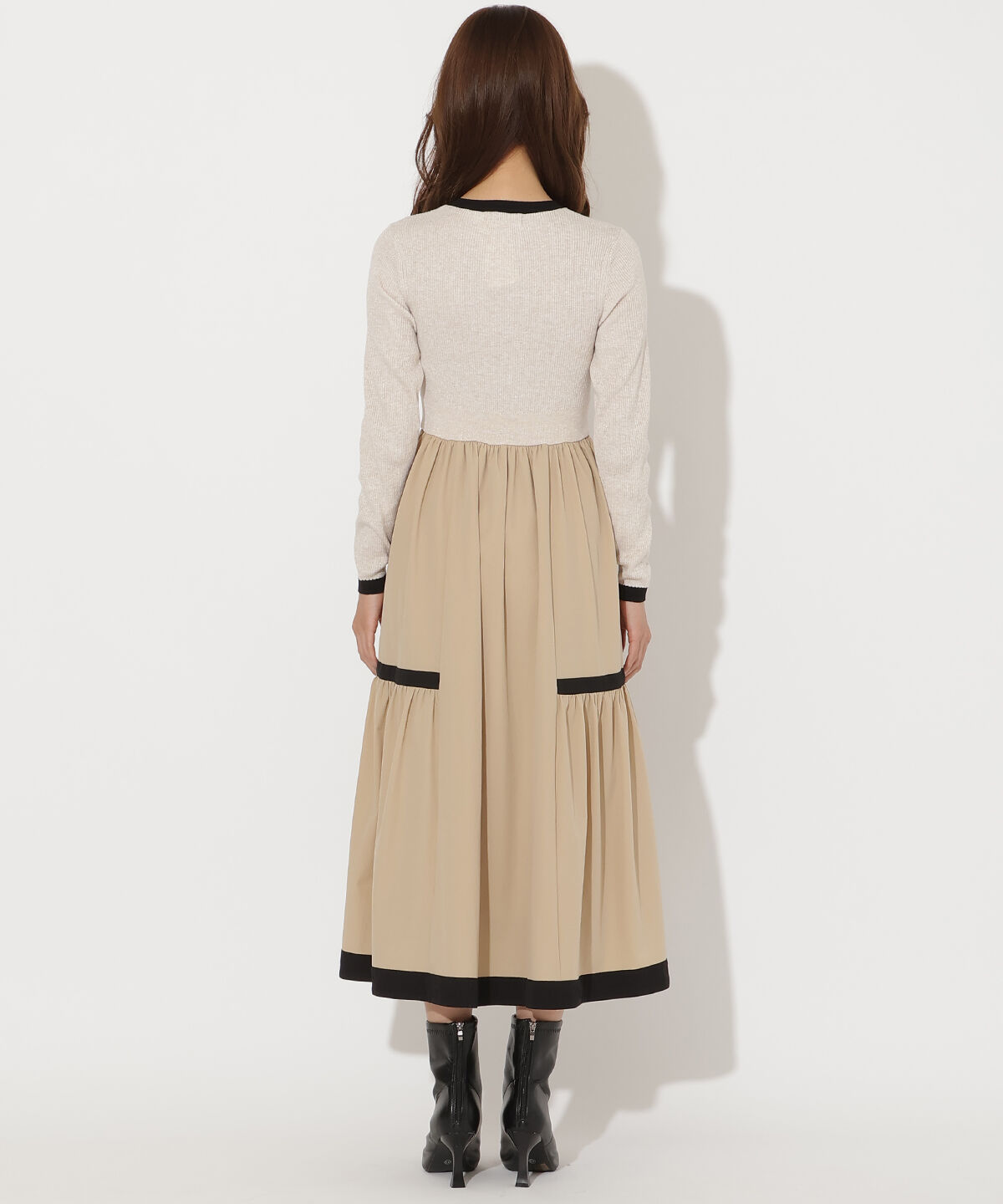 アンドクチュール「ラメ入り配色ドッキングワンピース」|ワンピース|