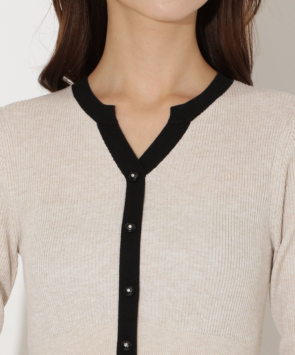 アンドクチュール「ラメ入り配色ドッキングワンピース」|ワンピース|