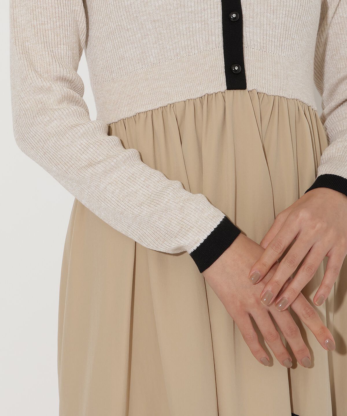 アンドクチュール「ラメ入り配色ドッキングワンピース」|ワンピース|