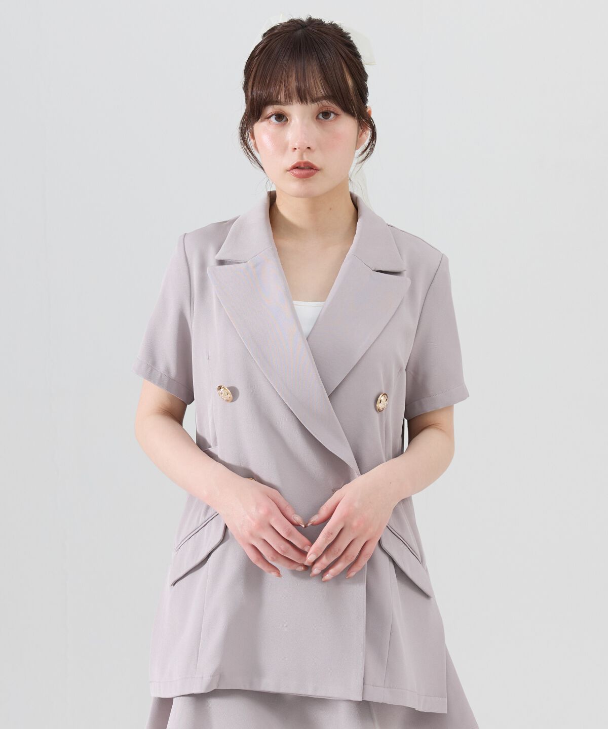 REDYAZEL「サイドベルト半袖ダブルジャケット」|テーラードジャケット|