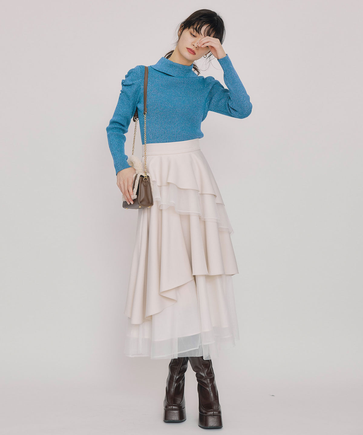 REDYAZEL「ラメタートルニットプルオーバー」|ニット・セーター|