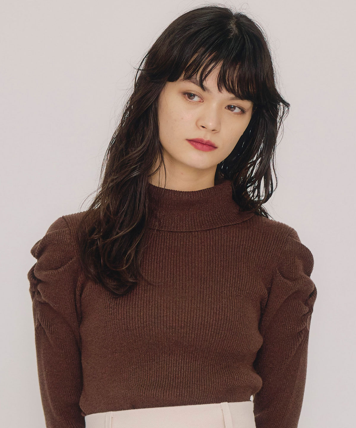 REDYAZEL「ラメタートルニットプルオーバー」|ニット・セーター|ブラウン