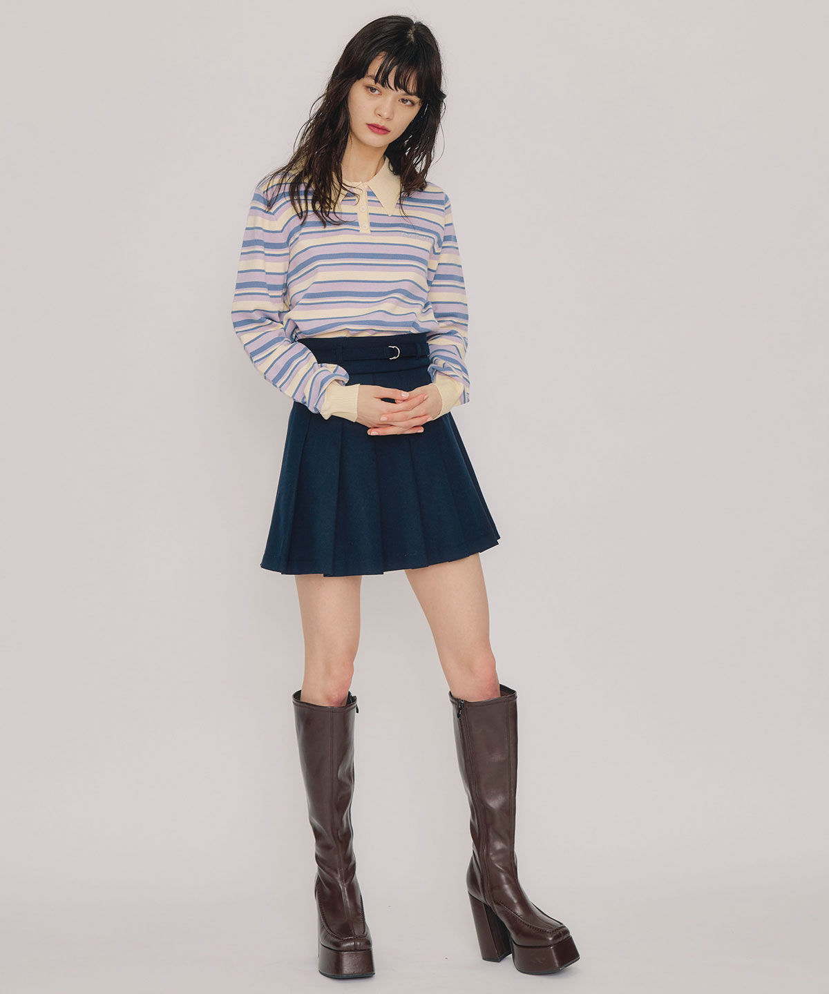 REDYAZEL「マルチボーダーロゴニットプルオーバー」|ニット・セーター|