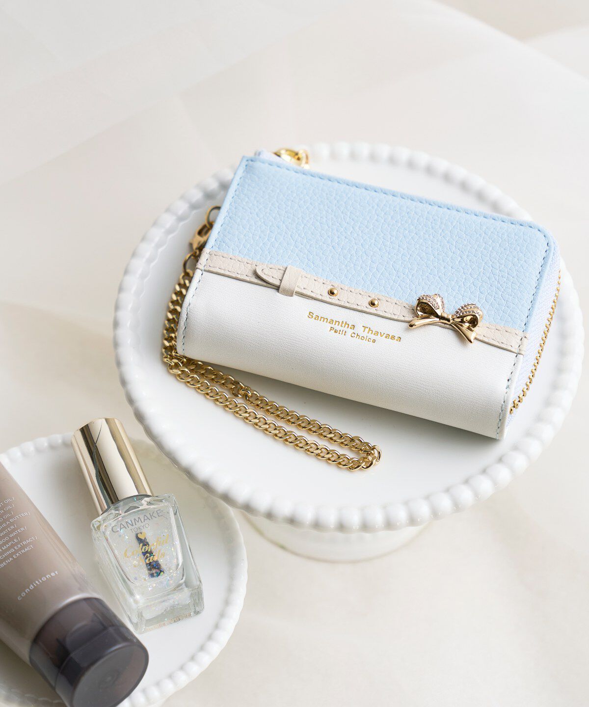 Samantha Thavasa Petit Choice「ビジューリボンバイカラー キーケース」|キーケース|