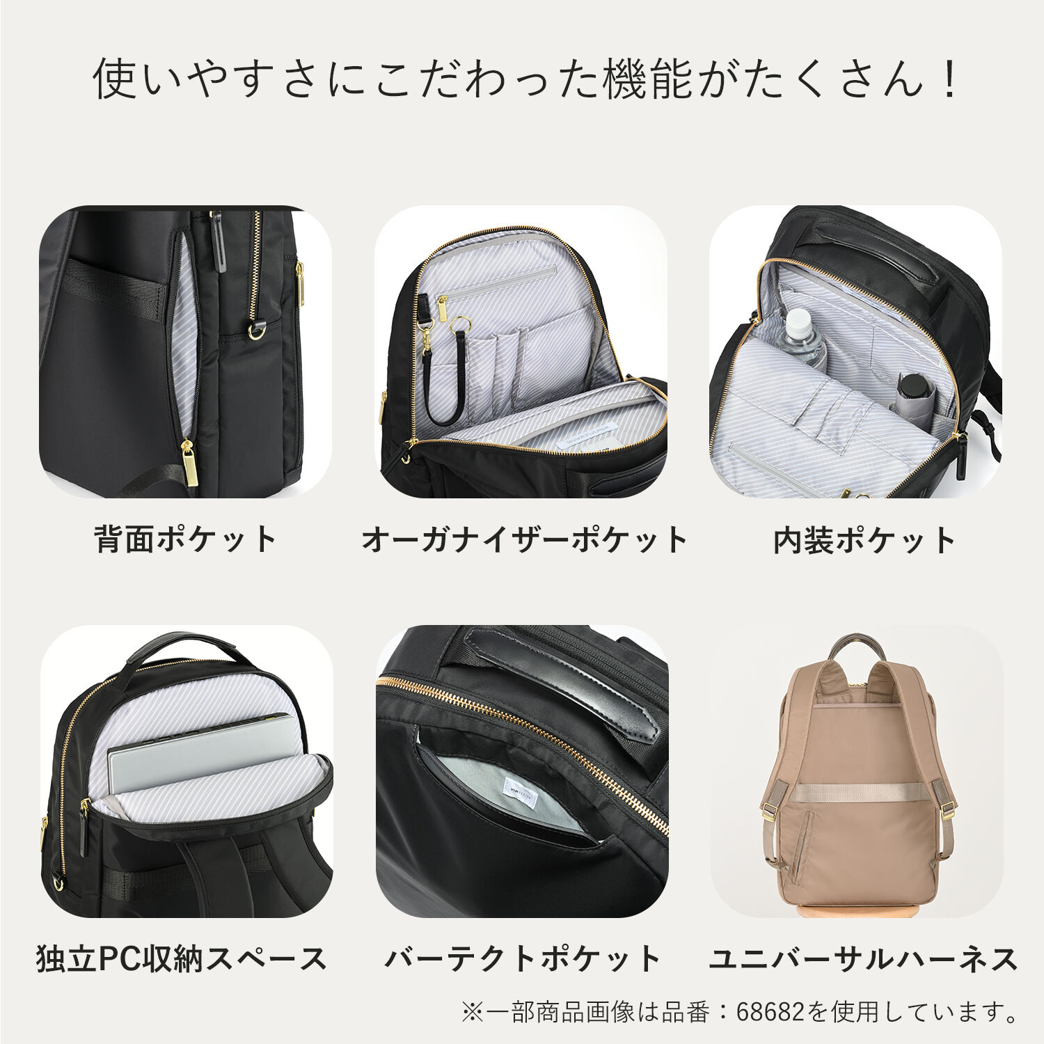 ace.「ace. フィッテム ビジネスリュック ラウンド型 レディースビジネス A4 / 14.0インチPC収納 68683」|リュック|