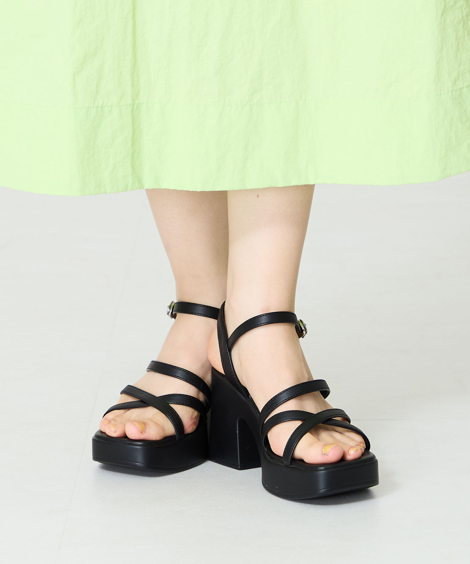 ORiental TRaffic「ナローストラップ厚底ヒールサンダル/51203 サンダル 厚底 ヒール9.3cm 人気 トレンド」|サンダル|