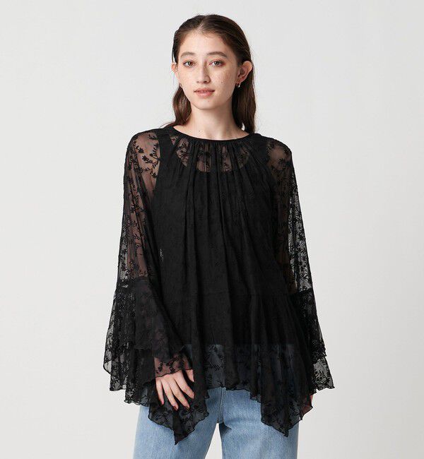 UNITED ARROWS「レース イレギュラー フリル ブラウス」|シャツ・ブラウス|