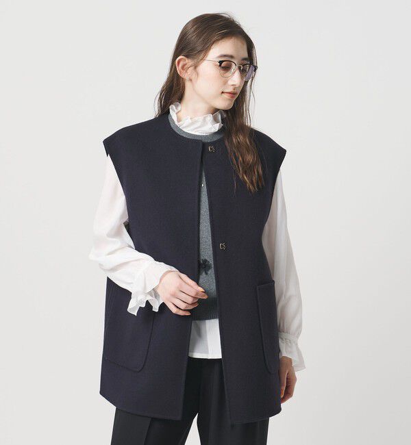 UNITED ARROWS「バイカラー リバー ベスト」|ダウンベスト・ベスト|NAVY