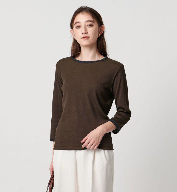 UNITED ARROWS「 リブ バイカラー パイピング カットソー」|Tシャツ・カットソー|DK.BROWN
