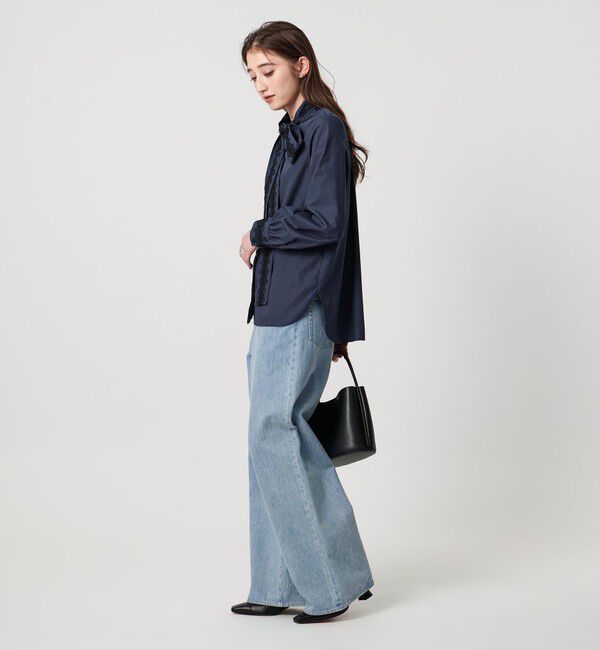 UNITED ARROWS「レース コンビ ボウタイ リボン ブラウス ‐ウォッシャブル‐」|シャツ・ブラウス|