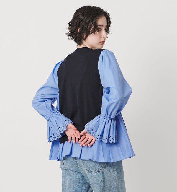 UNITED ARROWS「プリーツ コンビ ニット ブラウス ‐ウォッシャブル‐」|シャツ・ブラウス|