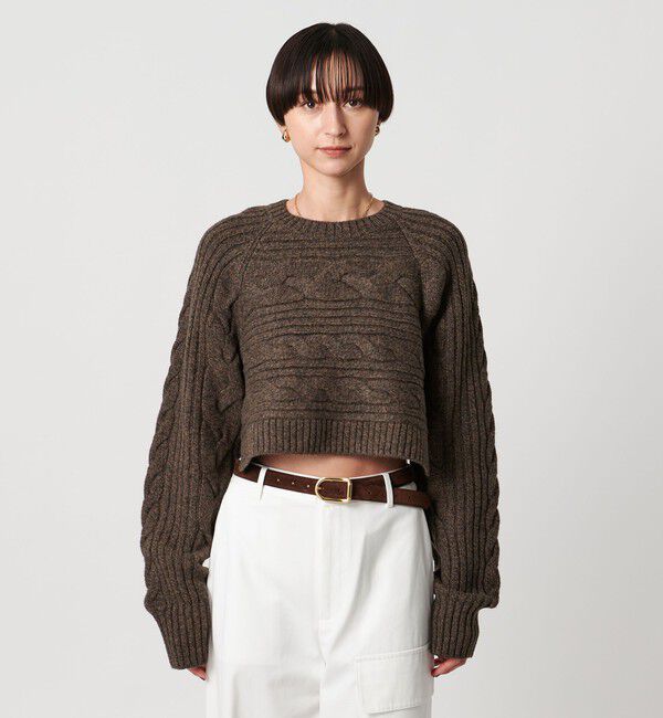 UNITED ARROWS「ケーブル ショート ニットプルオーバー」|ニット・セーター|