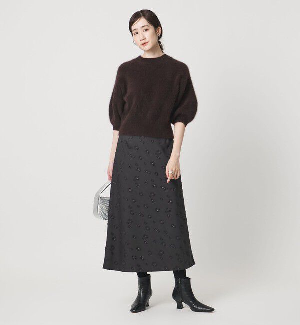 UNITED ARROWS「サテン フラワー ジャガード ロングスカート」|フレア|