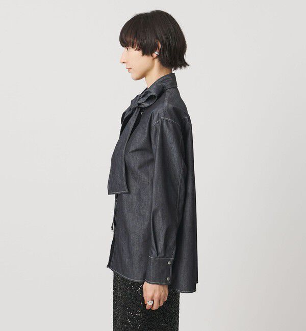 UNITED ARROWS「デニム リボン ブラウス ‐ウォッシャブル‐」|シャツ・ブラウス|