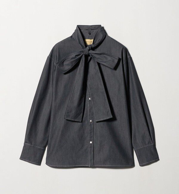 UNITED ARROWS「デニム リボン ブラウス ‐ウォッシャブル‐」|シャツ・ブラウス|