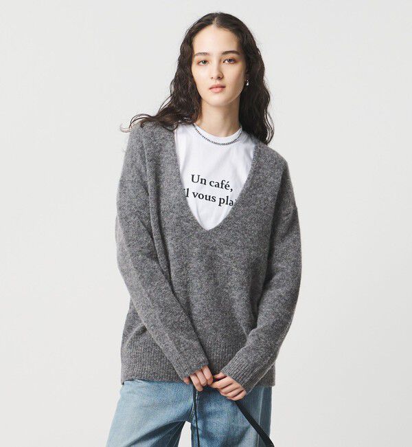 UNITED ARROWS「ディープ Vネック プルオーバー ニット」|ニット・セーター|MD.GRAY